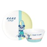 Zak Designs Disney Mickey Mouse Street Beach (H.A.N.G Eight)-Kids Dinnerware Set, Includes 10in Melamine Plate and 27oz Bowl Set BPA-Free Durable and Break Resistant Plate and Bowl Makes Mealtime Fun