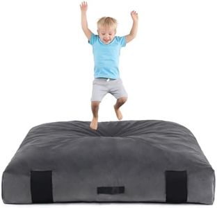 Givjoy Crash Pad for Kids Sensory Room, Extra Thick Foam Crash Mat with Washable Removable Cover, Non-Slip Play Mat with Handle for Calming Corner, Gym, Play Room, Living Room (Grey,60"x60")