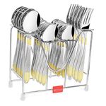 Montavo by FnS Passion Real Gold Plated Cutlery Set 24 pcs with Hanging Stand (6 Dinner Spoon, 6 Dinner Fork, 6 Tea Spoon, 6 Baby Spoon & 1 Stand)