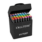 Vallteng 40 Colours Graphic Marker Pen,Artist Necessary Permanent Art Markers Twin Marker Pen Animation Design for Drawing Coloring Highlighting and Underlining, black