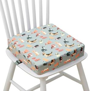 3 Colors Toddler Booster Seat for Dining Table with Detachable Cover Soft Comfortable Breathable Booster Seat Pad Cushion Portable Kids with Safety Buckles Non-Slip Washable (Dog Squad)