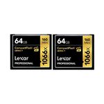 Lexar Professional 1066x 64GB (2-Pack) CompactFlash Card, Up to 160MB/s Read, for Professional Photographer, Videographer, Enthusiast (LCF64GCRBNA10662)