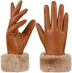 GSG Women Leather Gloves Rabbit Fur