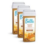 Depil Bella Roll on Honey and Propolis Depilatory Wax, Body Waxing, Hair Removal Wax-Cartridge for Men-Women, home self waxing. Sensitive Skin, Dermatologically tested, Painless (3 PACK)