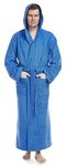 Arus Men's bathrobe with hood, extra long, 100% cotton terry, man´s size: L long, unisex size: L-XL long, Royal Blue