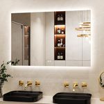 Keonjinn Bathroom Mirror with LED Lights, 120x80cm Illuminated Light Up Rectangle Bathroom Mirror with Backlit Light, Anti-Fog Wall Mounted Vanity Mirrors 3 Colors Dimmable, Memory Function