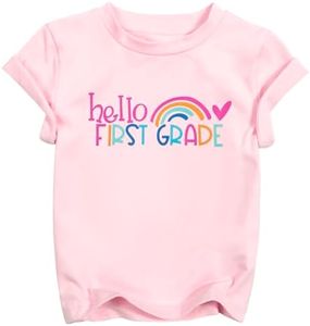 Hello First Grade Shirt for Kids 1st Grade Girl Funny First Day of School Back to School T-Shirt Pink