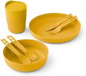 Sea to Summit Passage 1-Person Camping Dinnerware Set, Plate, Bowl, Mug, Utensils, Arrowwood Yellow