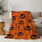 YeeJu Halloween Throw Blanket Orange Spooky Pumpkin Throw Blanket for Women Men Girls Boys Cozy Soft Lightweight Fuzzy Plush Fleece Blankets and Throws Couch Sofa Bed Decorative Blanket 50x60