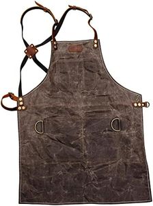 Breeo Waxed Canvas Apron | Leather Straps | D Rings & Pockets | Adjustable Straps
