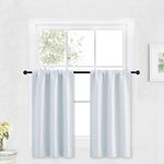 RYB HOME White Curtains for Bedroom - Room Darkening Curtains Thermal Insulated Sunlight Block for Kitchen Cabinet Basement Bathroom Window Covering, W 29 x L 36, Grayish White, 2 Panels