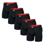 SAXX Underwear Co. Men's Multi-Sport Mesh Boxer Brief Fly 5Pk, Black, Medium