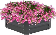 Sunnydaze Galvanized Steel Hexagon Raised Garden Bed - for Vegetables and Plants - 39.6 Gal Soil Capacity - Gray