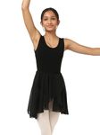 IKAANYA Girls Ballet Combo - Tank Leotard or Bodysuit and Wrap Around Skirt - Ideal for Ballet, Dance, Gymnastics, and Performance (Ages 3-15) (Black, 8-9 Years)