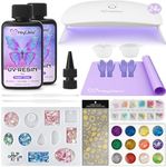 HeyClear UV Resin Kit 200g with Upgraded Large UV Light, Molds and Casting Tools -Super Clear, Hard, Low Odor, Premixed and Fast Curing for Coating, Jewelry Making, DIY Craft Decorations