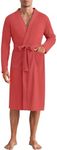 Ekouaer Mens Robes Lightweight Waffle Knit Spa Bathrobe Soft Kimono Shower Robe V Neck Long Sleeve Sleepwear with Pockets