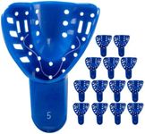 LA MIERE Royal Blue Premium Disposable Tracking Spacer Plastic Dental Impression Trays 12 PC Small, Medium, Large, Upper-Left, Lower-Right (#5 Upper Small)