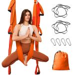 Leogreen Aerial Yoga Swing Set, Aerial Yoga Hammock Trapeze, Flying Antigravity Yoga, Max Load 660lb, for Inversion Exercise Pilates Gymnastics (Orange and Red)