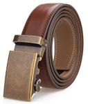 Men's Belt,Nelbons Slide Ratchet Belt for Men with Genuine Leather 1 3/8,Trim to Fit (Brown, Up to 44-inch waist adjustable)