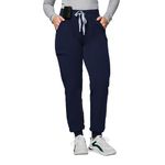 Kitmaz Medical Scrub Pants for Women - Mid Rise 4-Way Stretch Anti-Wrinkle Slim Jogger Pants, Drawstring Waist & 5 Pockets Navyblue