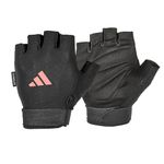 adidas Essential Adjustable Fingerless Gloves for Men and Women - Padded Weight Lifting Gloves - Adjustable Wrist Straps for Tailored, Secure Fit - Pink, Small, Pink, Small