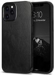 TENDLIN Compatible with iPhone 12 Pro Max Case Premium Leather TPU Hybrid Case (Black)
