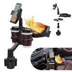 STHIRA® Car Phone Holder Cup Holder with Food Tray 360 Degree Rotation 3 in 1 Food Tray with Dual Cup Holders & Phone Holder Snack Tray for Car Cup Holder Universal Fit Cup Holder for 18-40 oz Cups