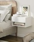 HEYZOEY Floating Bedside Table, Bedside Table Small Modern Floating Bedside Table with Drawer, Floating Shelves for Bedroom, Bathroom, White