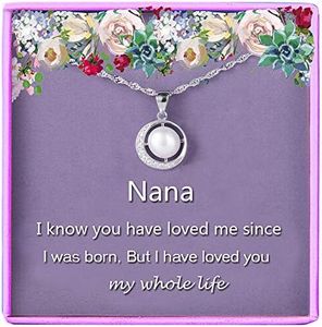 Nana Gifts for Grandma Necklace Silver Pearl Pendant Jewellery Grandma Birthday Mothers day Gift from Grandkiddies,Grandma Gifts, Pearl White Gold Sterling Silver Silver Plastic