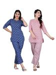 PATALIYA Patalaiya Cotton Printed Night Suit for Women's Shirt and Pyjama Sleep wear Set for Womens and Girls Combo Pack (Combo-03,X-Large)