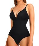 Ursexyly Bodysuit Top for Women Tummy Control Shapewear Slimming Body Shaper Seamless Compression Tank Camisole Thong Leotard (Black, X-Large)