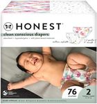 The Honest Company Club Box Diapers with TrueAbsorb Technology, Painted Feathers & Bunnies, Size 2, 76 Count