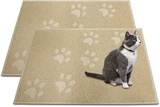 Andalus Large Cat Litter Mat, Pack of 2 - Waterproof, Non-Slip & Easy to Clean Cat Litter Box Mat for Extra Efficient Pet Litter-Trapping, Beige (30” X 18”)