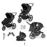 Ickle Bubba Venus Max Jogger Stroller I-Size Travel System with Isofix Base (Stratus) - Black/Black/Black