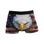 ZZKKO Eagle American Flag Mens Boxer Briefs Underwear Breathable Stretch Boxer Trunk with Pouch XL Red