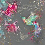 Cherry Orchard Female Birthday Wishes Just Card - Flowers Hummingbird