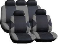 Streetwize SWUXSC27 Montana Black / Grey Premium Polyester Combination Seat Cover Set with Leather Look Trim