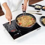 Cello Induction Cooker Blazing 800+ Infra Ceramic Plate 2200 Watt Induction Cooktop with BBQ Grill, Soft Touch Button with Crystal Glass (Black)