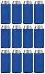 TahoeBay 12 Slim Can Sleeves - Blank Neoprene Beer Coolers – Compatible with 12oz RedBull, Michelob Ultra, White Claw Spiked Seltzer (Royal Blue, 12)