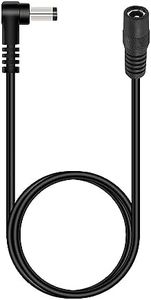 Lonnky Cable de Extensión DC 3 m, 12V 5,5 mm x 2,1 mm, Forma en L de 90°, Compatible con NETGEAR RBK763S, RAX43, TP-Link AX55, Deco M4, Reolink RLC-510WA, ABUS PPIC42520, TAPO C100 C210