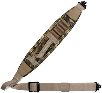 HUNTPAL 2-Point Gun Sling for Shotgun/Rifle, Quick-Adjust Strap with 3/5 Shell Holders, Quick-Grab Handle, Metal Swivels, Neoprene Padding, 1.25" Wide Anti-Slip Nylon Webbing
