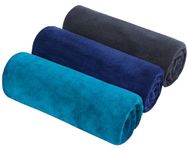 HIDMD Microfibre Sports Towels Gym Towels Workout Sweat Towels for Gym Fitness,Yoga, Camping Fast Drying Absorbent 3Pack 40cm X80cm Gray+Navy blue+Lake blue