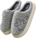 Fluffy Warm Slippers for Women and Men Cute Cartoon Rabbit Flip Flops Fur Winter Fashion Slip on for House and Bedroom Slides & Home Indoor (Grey UK-9)