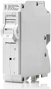 Leviton LB115-AFT 15A 1-Pole Plug-On AFCI Branch Circuit Breaker, Thermal Magnetic, 120 VAC, White