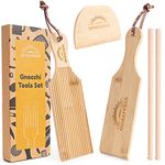 Gnocchi Boards and Wooden Butter Paddles Homemade Pasta Without Sticking Set of 2 Makers Natural Paddle Quick Stripper Stick Scraper, Spaghetti Macaroni Board Tool wood board paddle