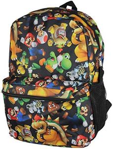 Super Mario Bros. Backpack All Over Character Print 16" School Bag