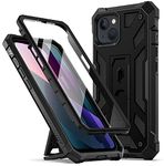 Poetic Spartan Case for iPhone 13 6.1 Inch, Full-Body Rugged Dual-Layer Premium Shockproof Protective Cover with Kickstand and Built-in-Screen Protector, Metallic Black