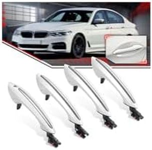 BINB ROAD 4Pcs Exterior Pearl White Door Handle,Front Rear Left Right, Compatible with BMW 535i 550i 520i 528i 640i 740Li - White,4Pcs (Replaces 51217231931 51217231933 51217231934)