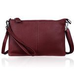 befen® Women's [Soft-Feel Genuine Leather] Smartphone Leather Wristlet Crossbody Wallet Clutch with Crossbody strap/Wrist Strap-for Smartphone up to 5.5 Inch-Jester red