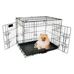 Yivke Dog Crate, 24-Inch Dog Cage Double Door Foldable Dog Kennel with Leak-Proof Tray, Metal Wire Heavy Duty Pet Animal Crate for Outdoor Indoor, 24L x 18W x 19H Inches, Small Dog Breed, Black